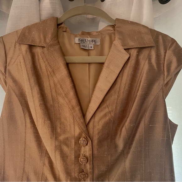 Vintage Kay Unger Gold Silk Dress - Picture 8 of 11